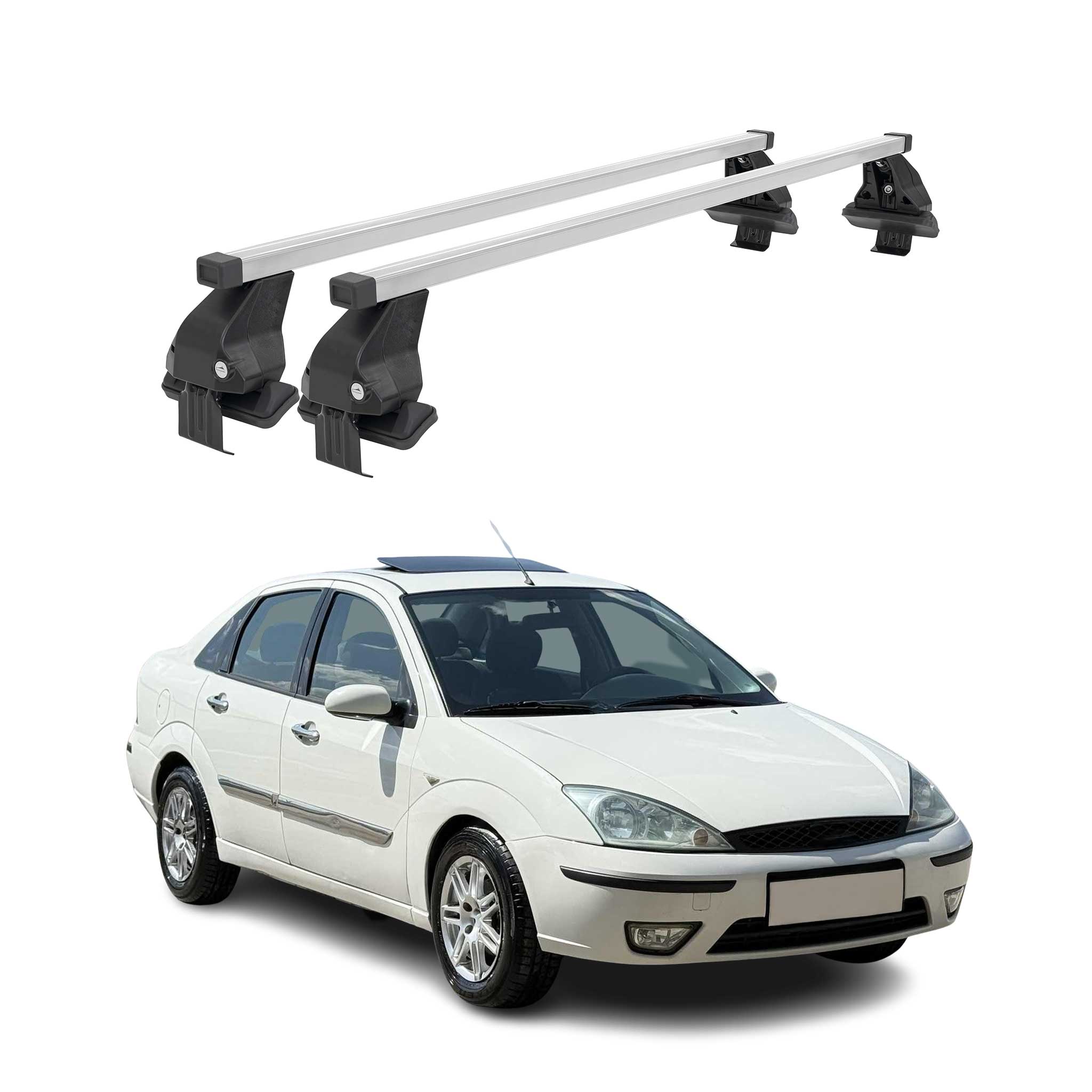 Menabo Dachträger Grundtäger für Ford Focus 1998-2004 50kg Stahl Silber 2 tlg