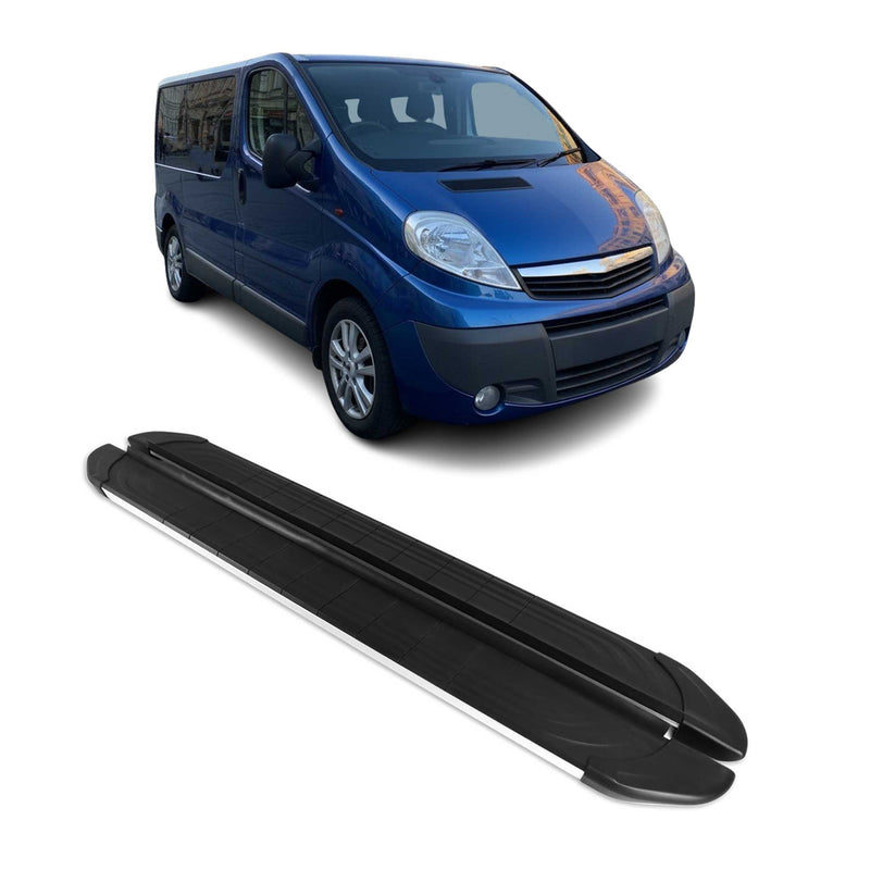 Trittbretter Seitenschweller für Opel Vivaro 2001-2014 L2 Aluminium Schwarz Grau