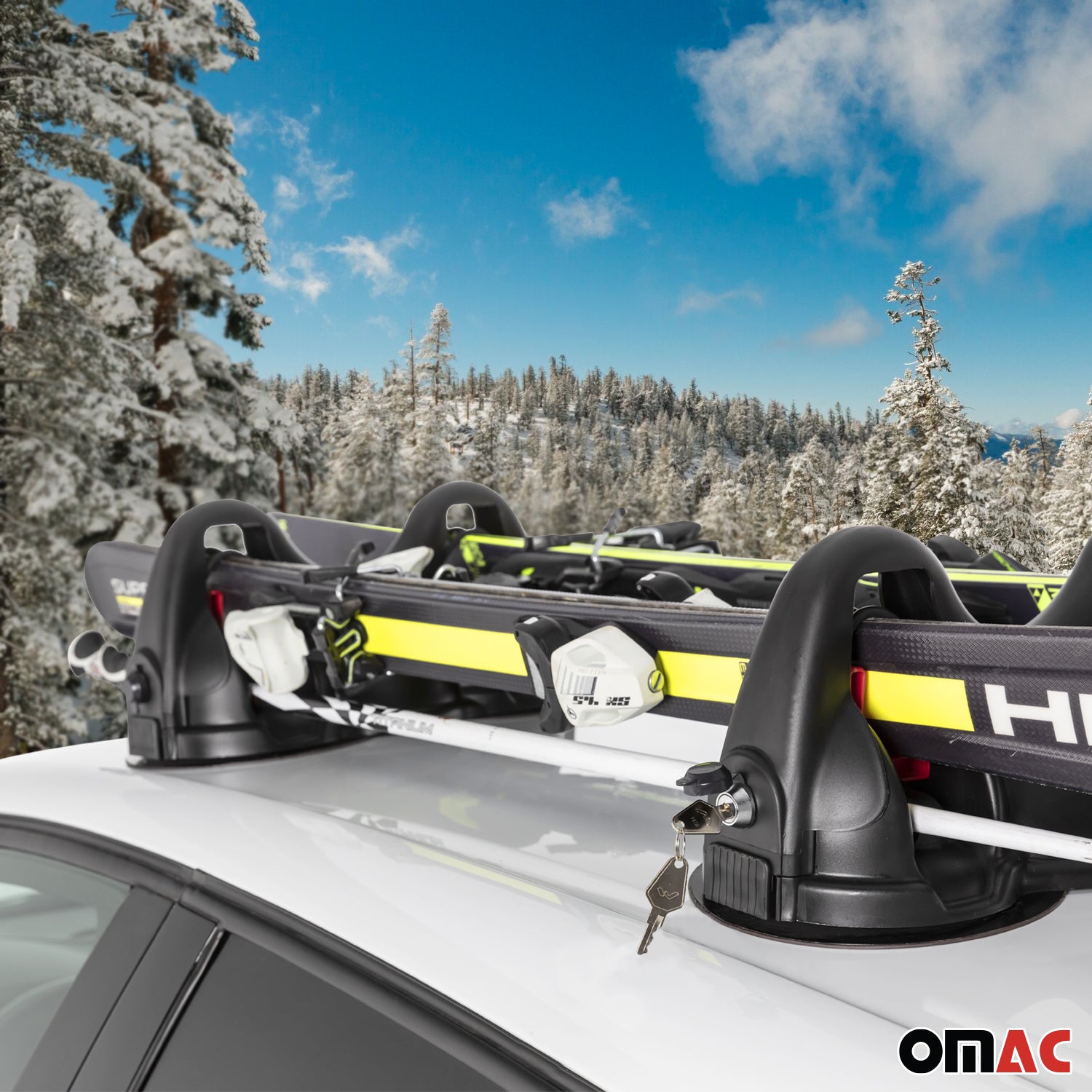 Menabo Magnetischer Skiträger Snowboardträger Dachträger Abschließbar Schwarz 2x