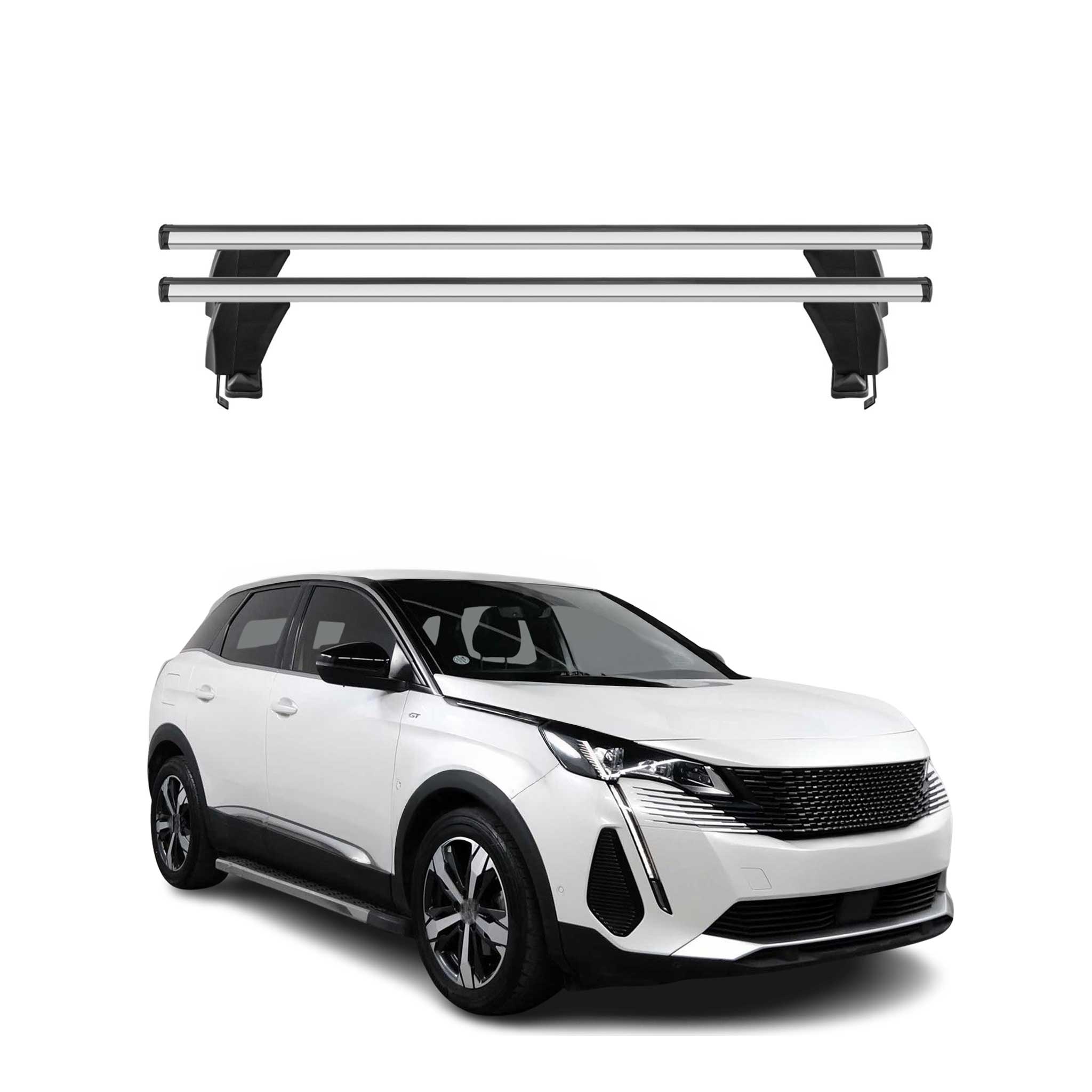 Menabo Dachträger Grundträger für Peugeot 3008 II Facelift 2021-2024 Alu Grau 2x