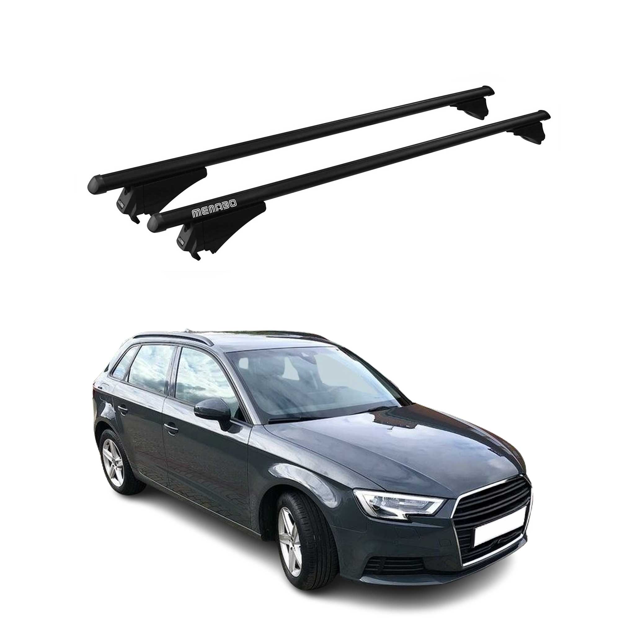 Menabo Dachträger Grundtäger für Audi A3 8V Sportback 2012-2020 75kg Alu Schwarz