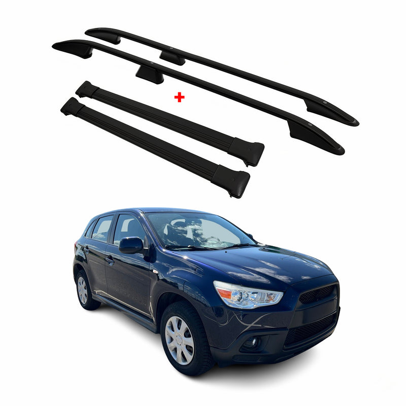 Dachreling + Dachträger SET für Mitsubishi ASX 2010-2025 Aluminium Schwarz 4tlg