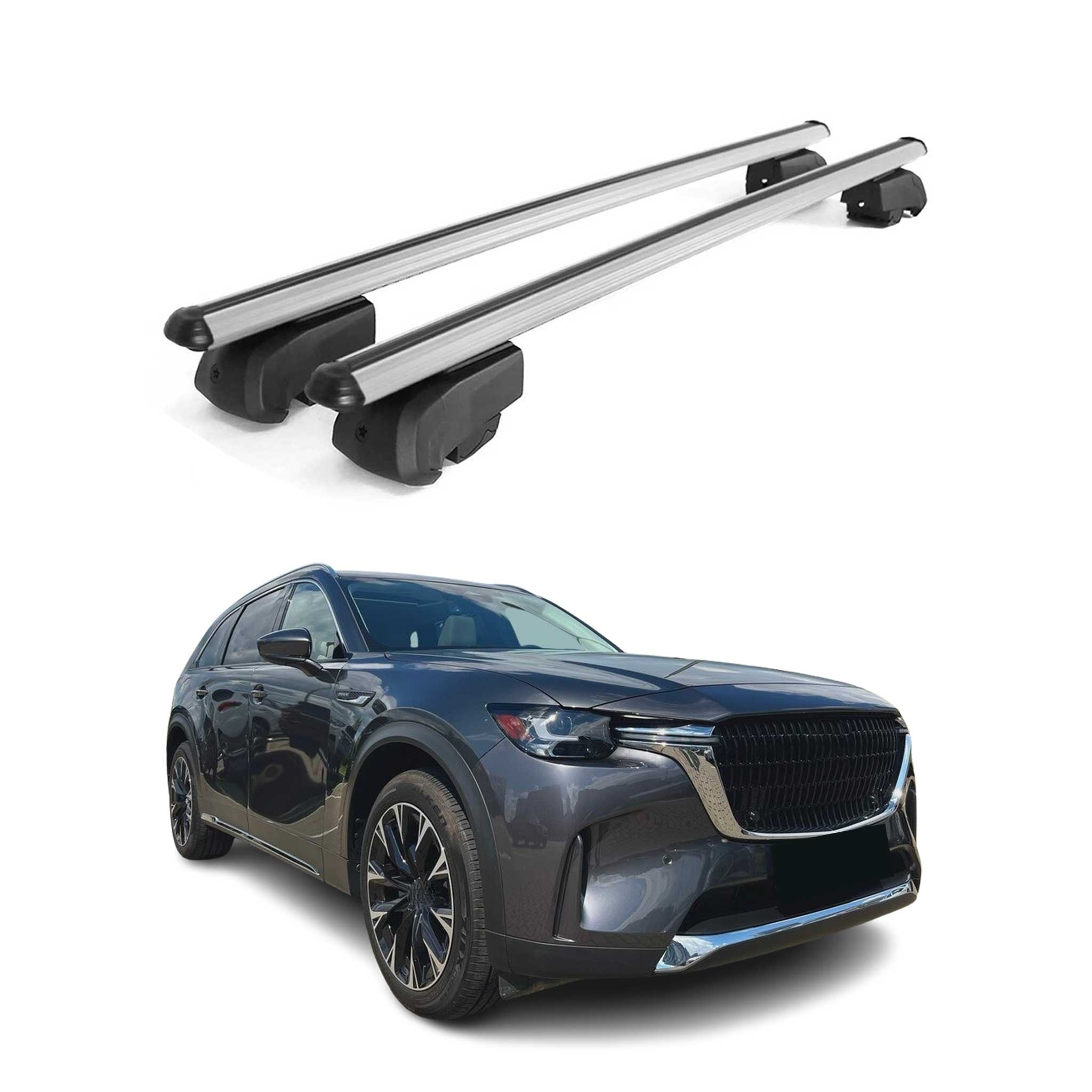 Dachträger Grundtäger für Mazda CX-90 2023-2025 75kg Aluminium Silber 2 tlg