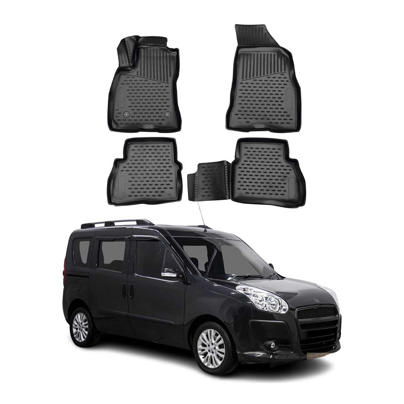 OMAC Gummimatten Fußmatten für Fiat Doblo 2010-2021 TPE Automatten Schwarz 4x