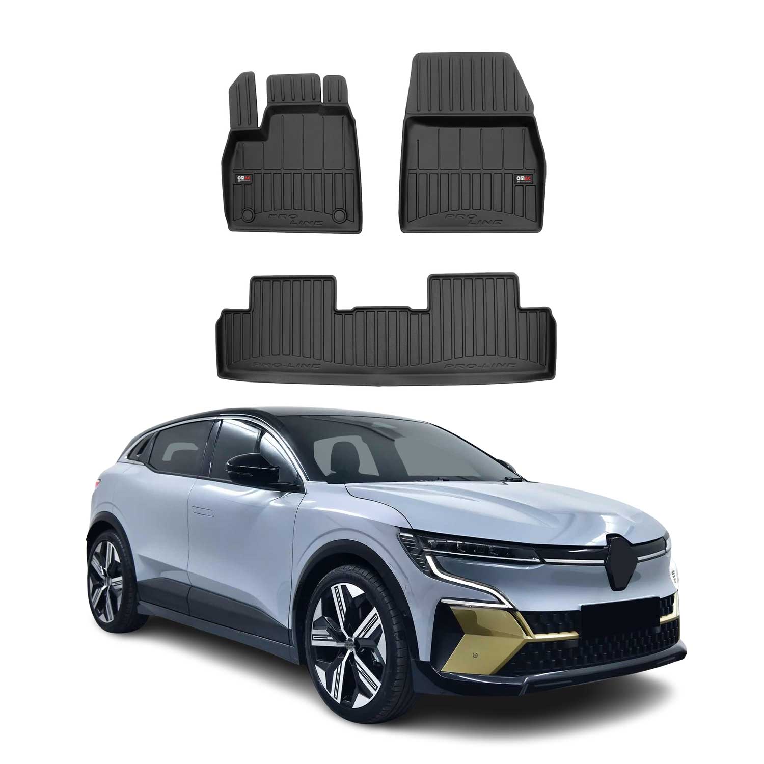 Fußmatten Gummimatten für Renault Megane E-TECH 2022-2026 Premium Schwarz TPE 3x