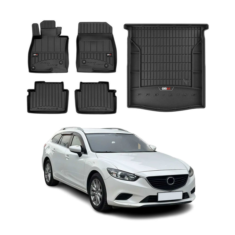 OMAC Fußmatten & Kofferraumwanne Set für Mazda 6 Kombi 2012-2025 Gummi TPE 5x