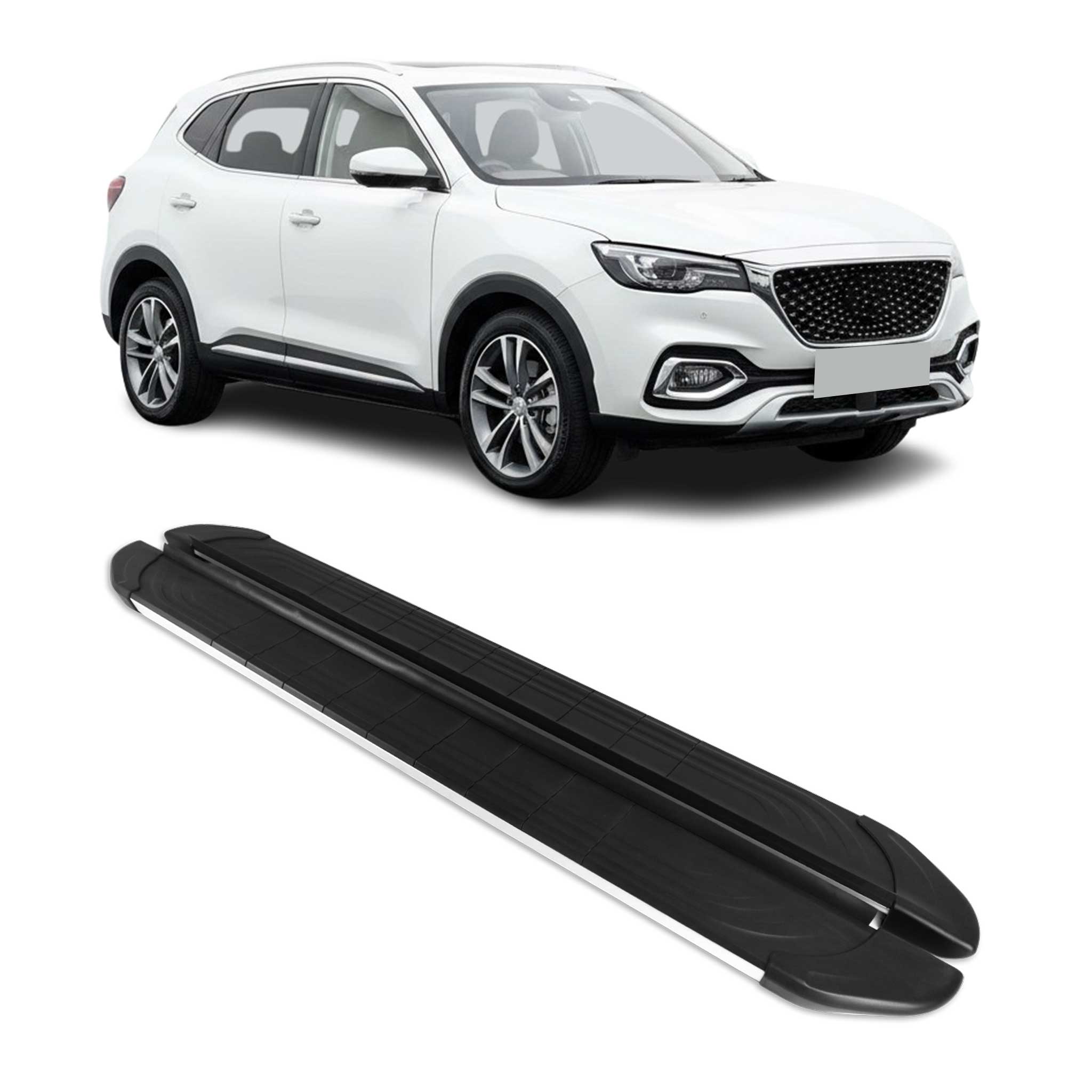 Trittbretter Seitenschweller für MG EHS 2019-2023 Aluminium Schwarz Silber
