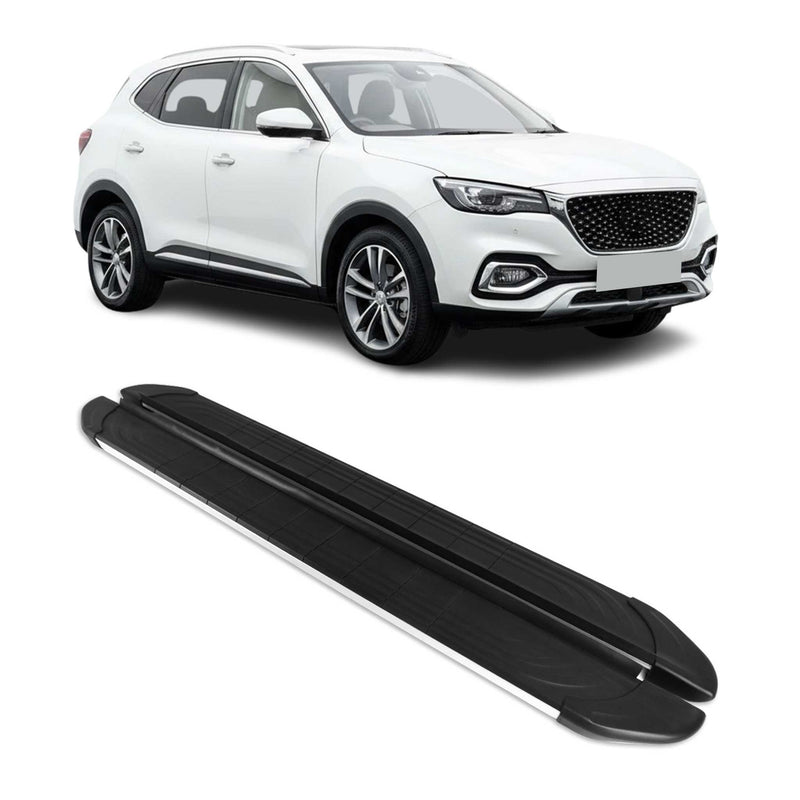 Trittbretter Seitenschweller für MG EHS 2019-2023 Aluminium Schwarz Silber