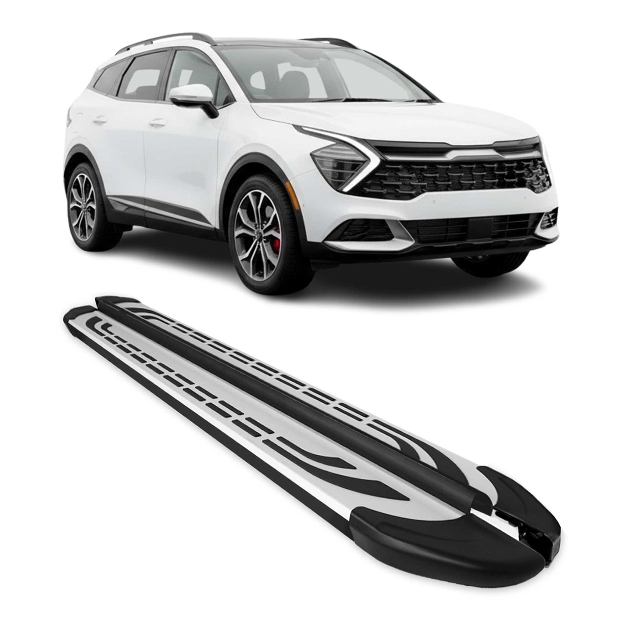 Trittbretter Seitenschweller Seitenbretter für Kia Sportage 2023-26 Schwarz Alu