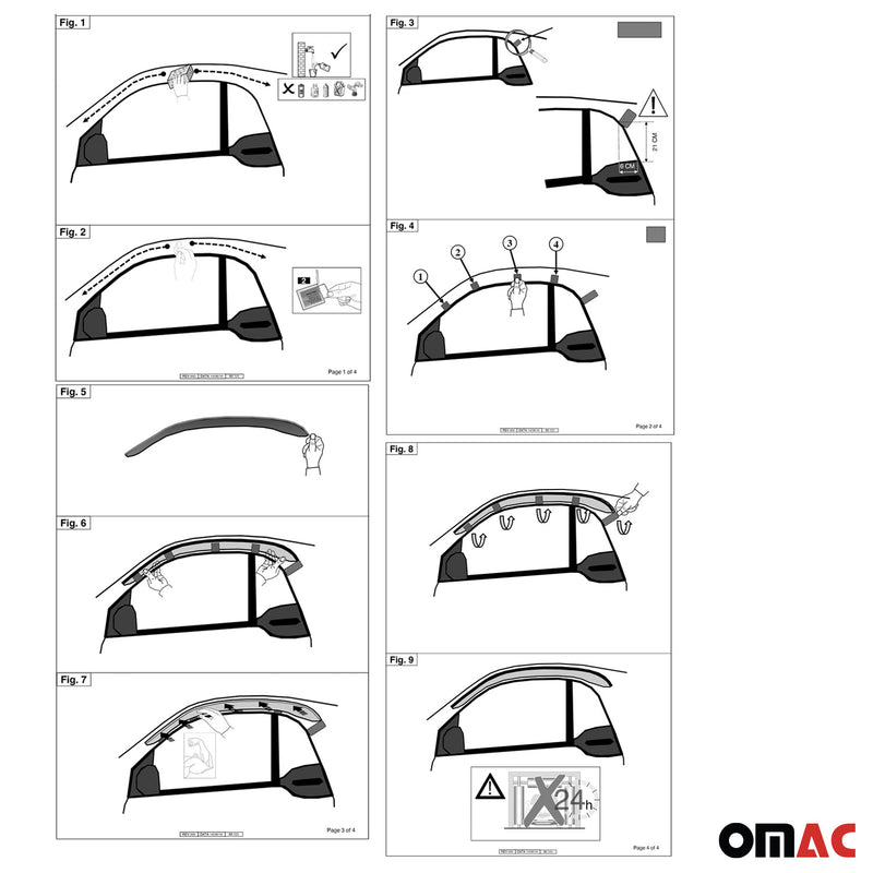 Windabweiser Regenabweiser für Smart ForTwo 453 Coupe 2014-2024 Dunkel Acryl 2x