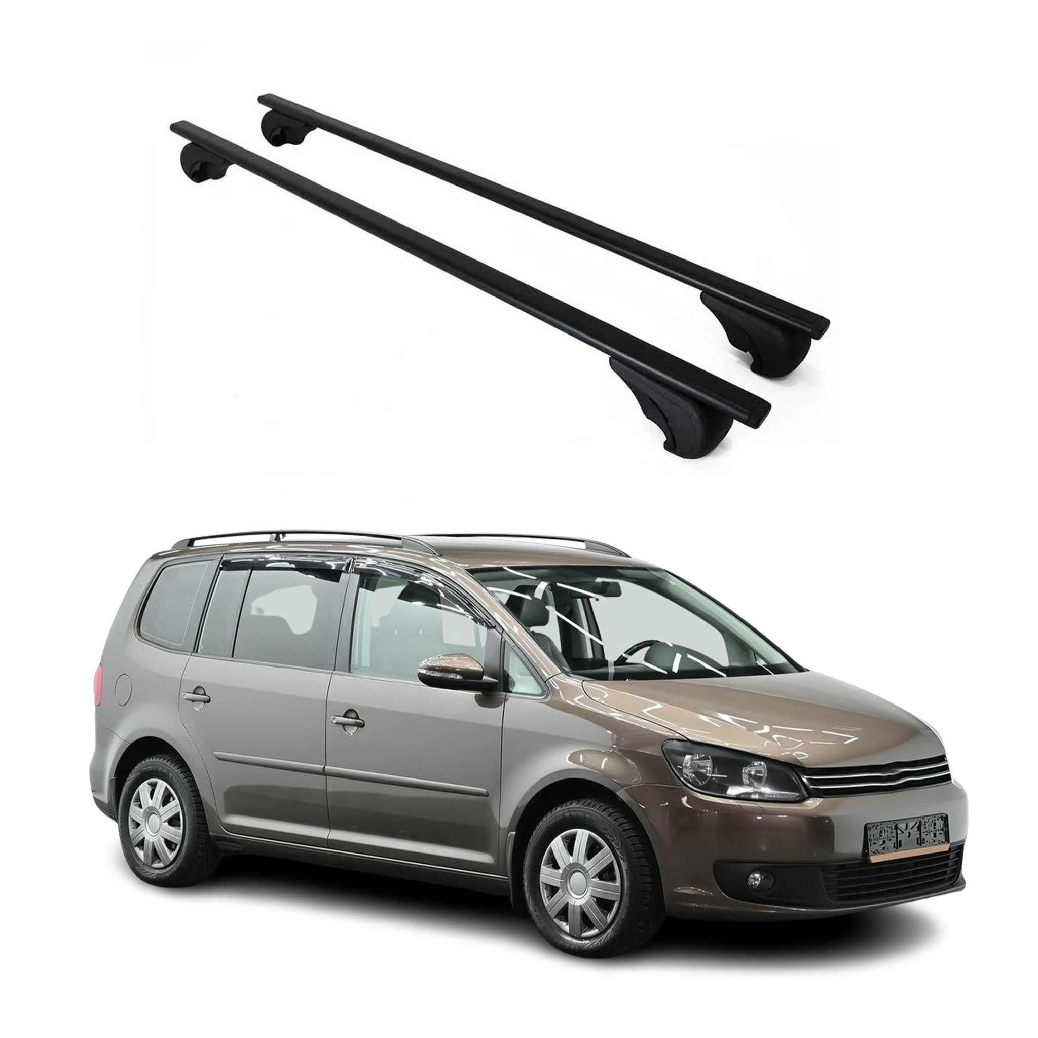 Dachträger Grundtäger für VW Touran mk1 2003-2015 75kg Metall Schwarz 2 tlg