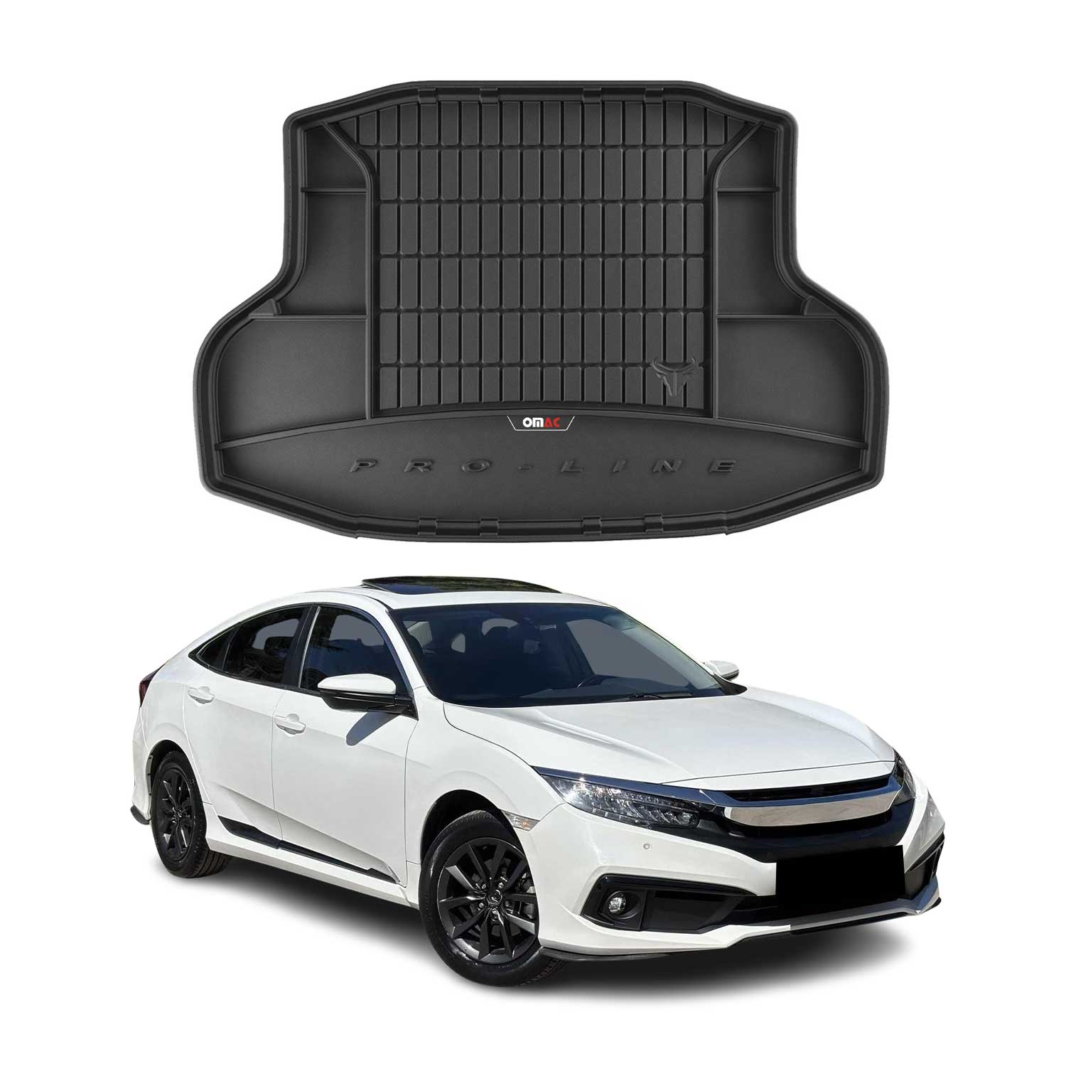 OMAC Gummi Kofferraumwanne für Honda Civic X Stufenheck 2017-2025 TPE Schwarz
