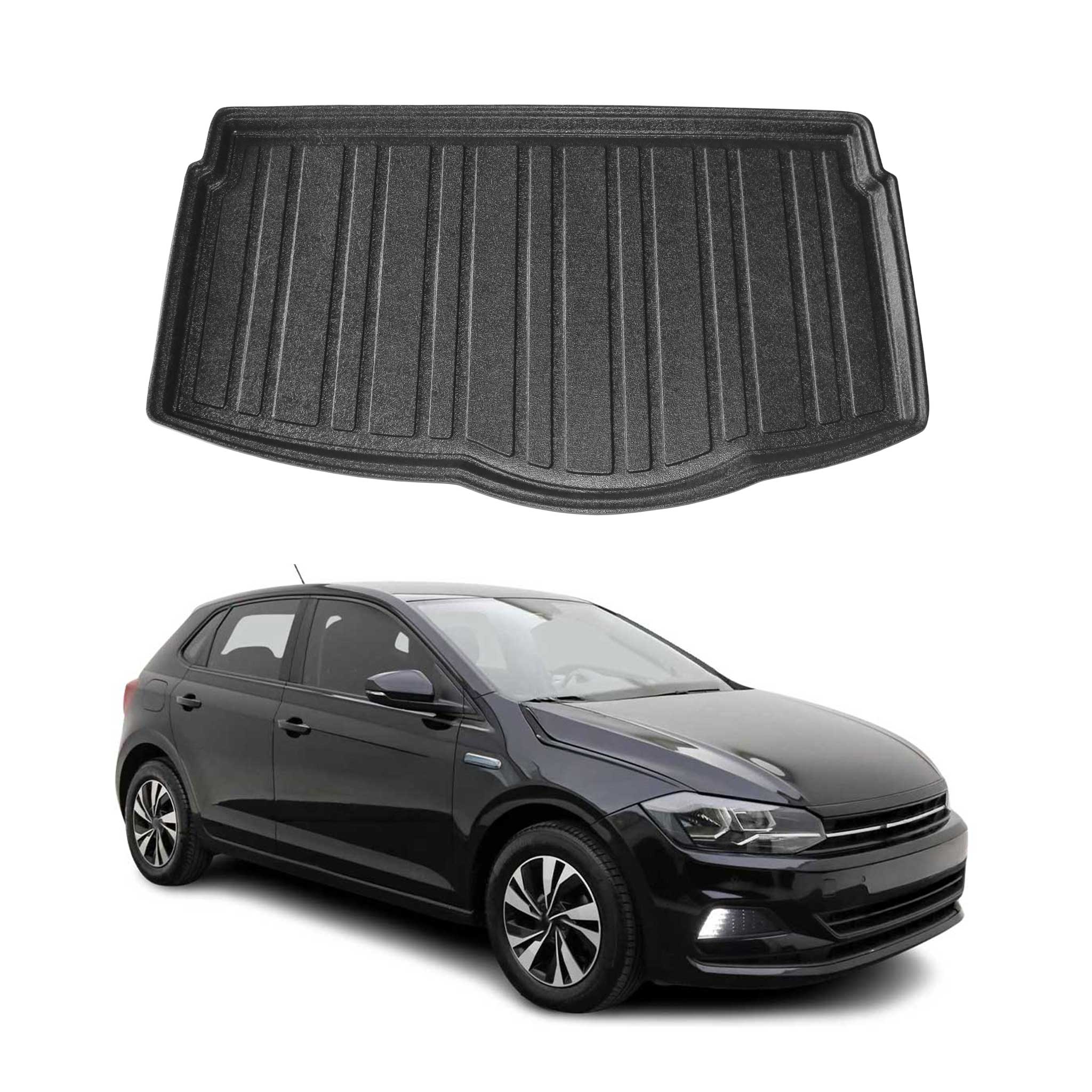 Kofferraumwanne Laderaumwanne für VW Polo VI 2017-2026 Schrägheck 5 trg Schwarz