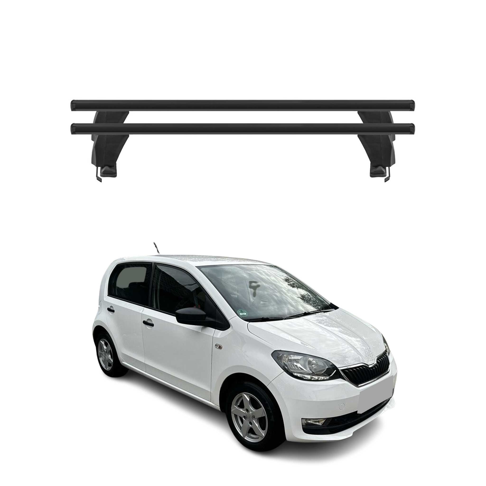Menabo Dachträger Grundtäger für Skoda Citigo 2011-2019 3tür 50kg Alu Schwarz 2x