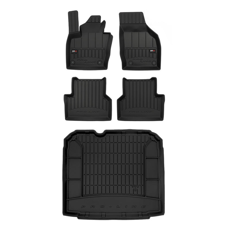 OMAC Fußmatten & Kofferraumwanne Set für Audi Q3 8U 2011-2018 Schwarz Gummi 5x