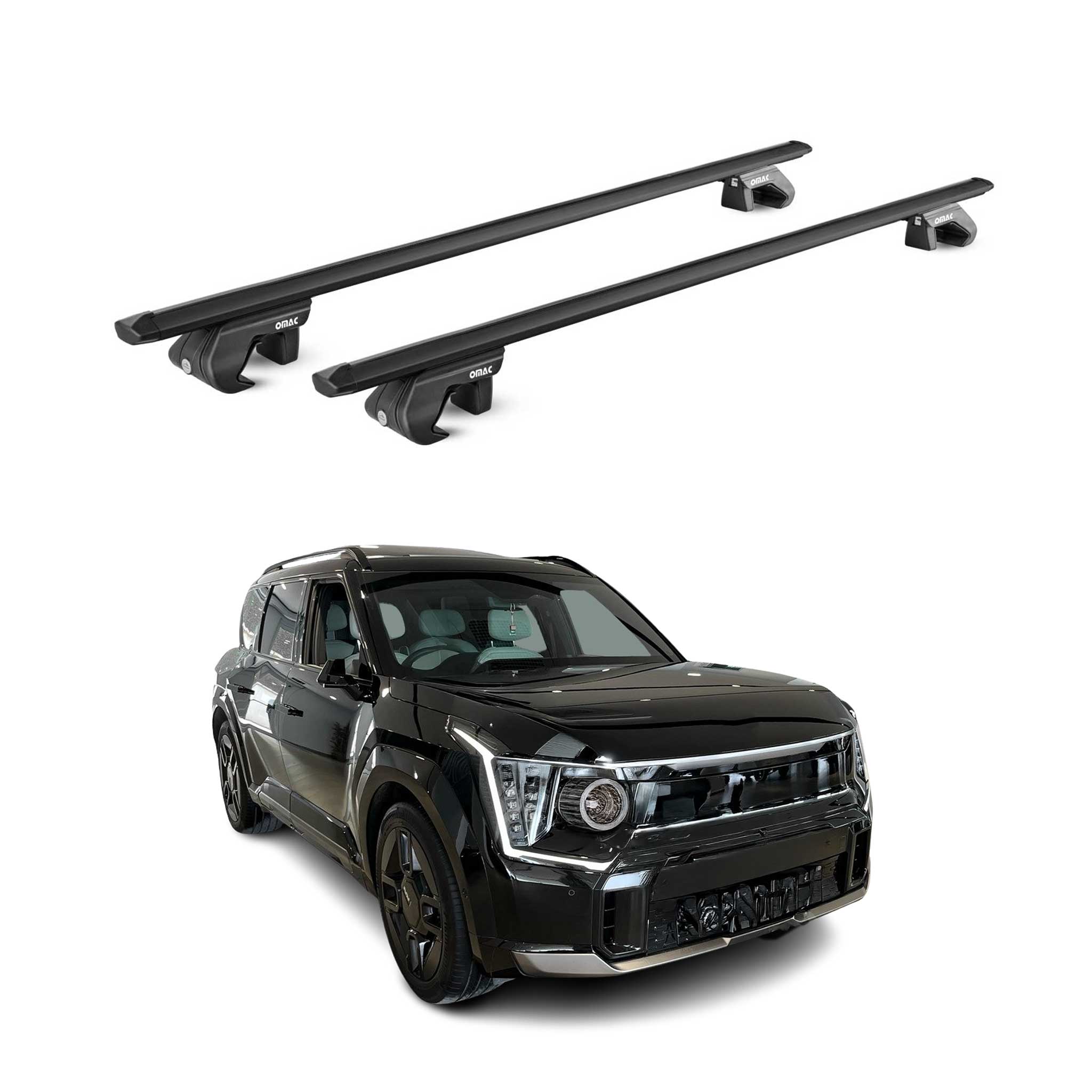 Dachträger Grundtäger für Kia EV9 2023-2026 90kg Aluminium Schwarz 2 tlg ABE