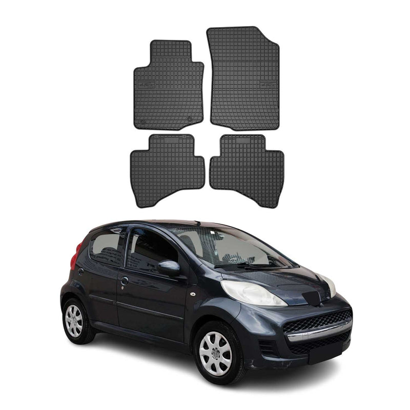 OMAC Gummi Fußmatten für Peugeot 107 2005-2014 Automatten Gummi TPE Schwarz 4tlg