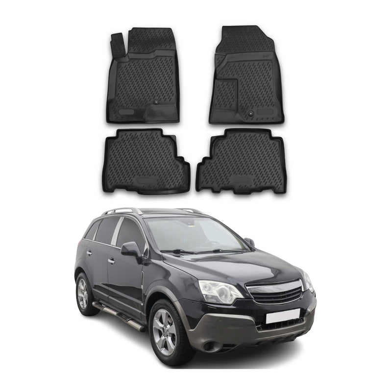 OMAC Gummimatten Fußmatten für Opel Antara 2006-2017 TPE Automatten Schwarz 4x