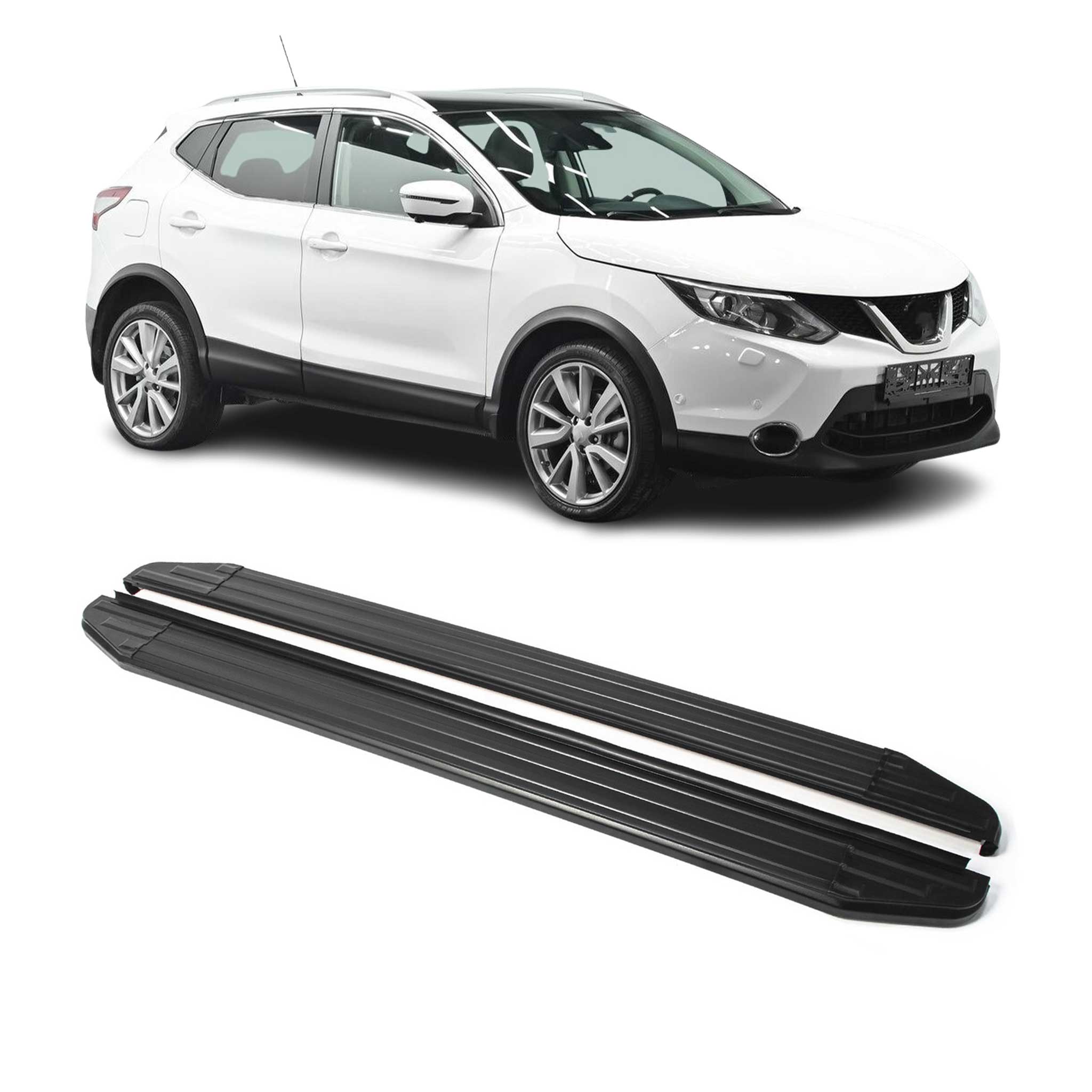Trittbretter Seitenschweller für Nissan Qashqai 2013-2018 Alu Schwarz ABE