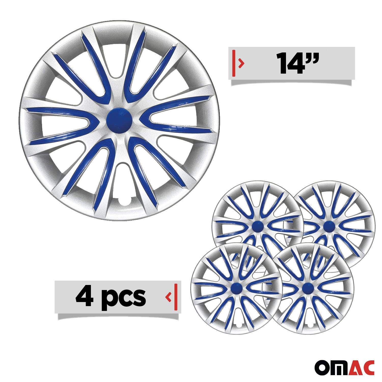 4x Radblenden Radkappen Radzierblenden für 14" Zoll Stahlfelgen Grau Dunkel Blau