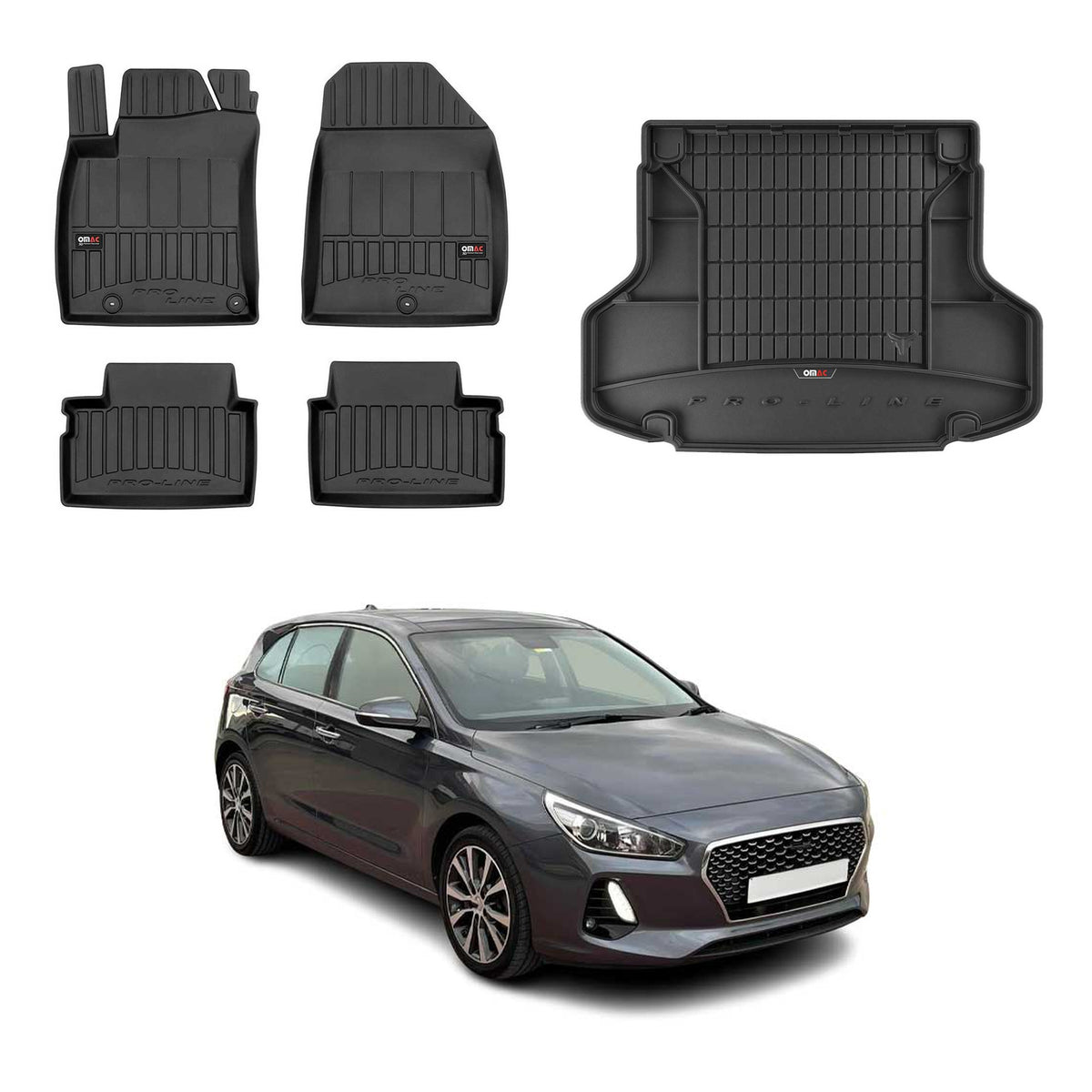 OMAC Fußmatten & Kofferraumwanne Set für Hyundai i30 III Kombi 2017-2026