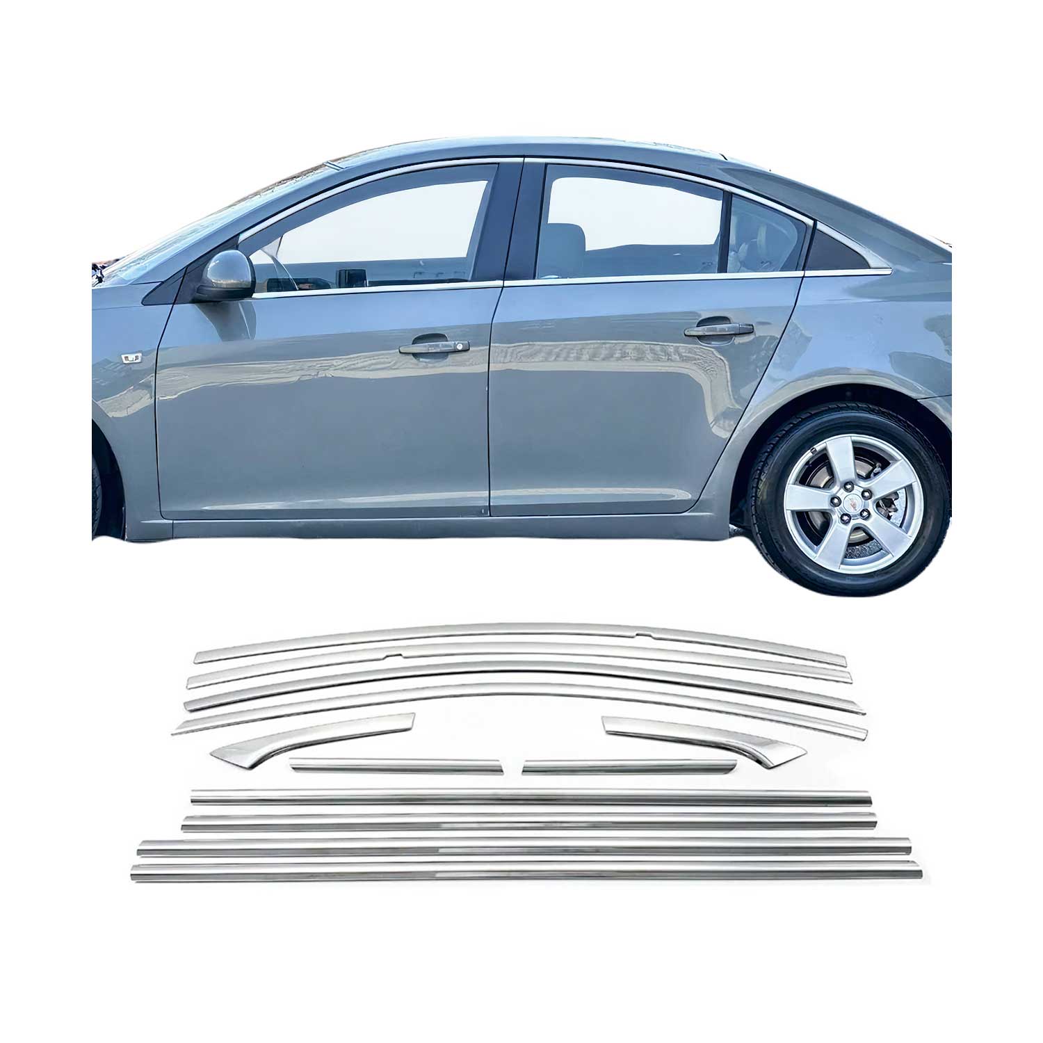 Fensterleisten Zierleisten für Chevrolet Cruze 2009-2016 Edelstahl Chrom 12tlg