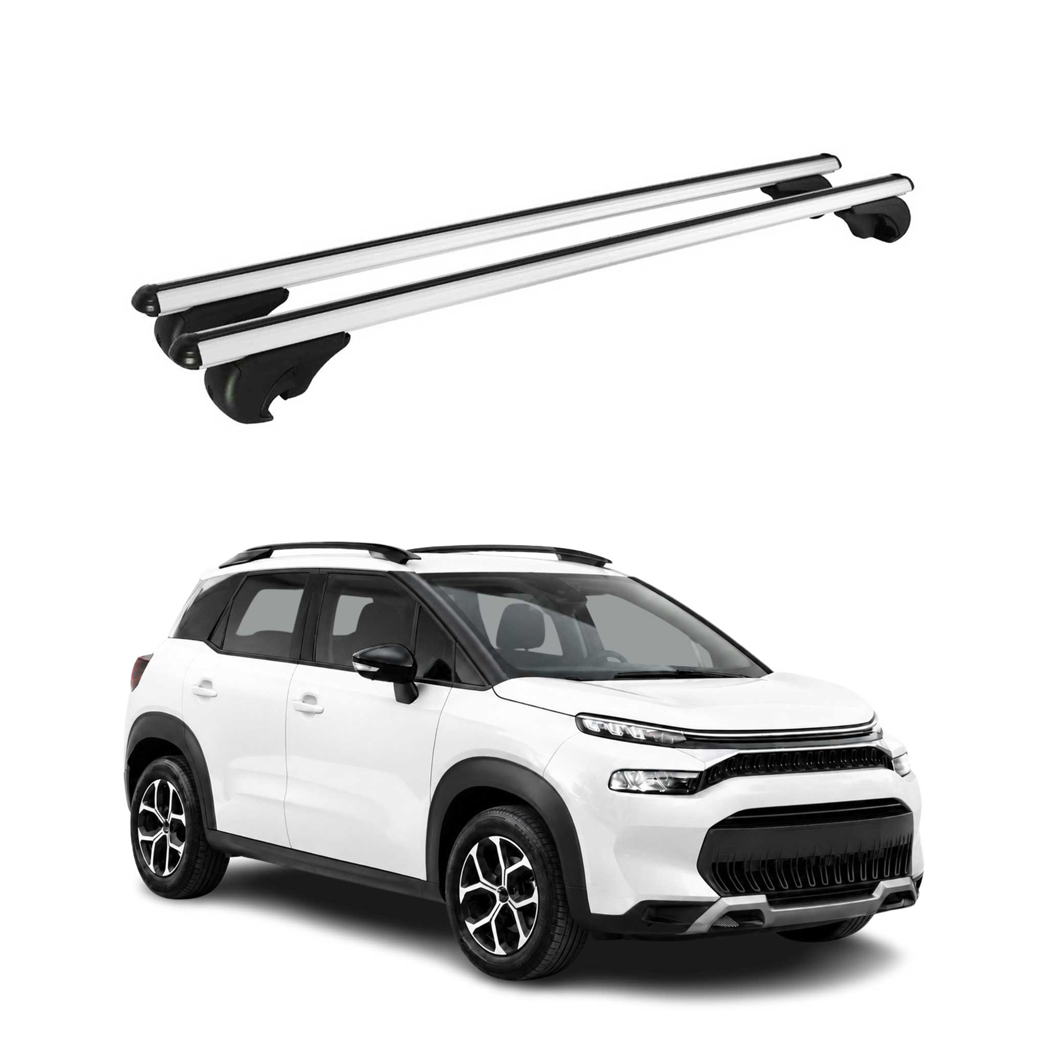 Dachträger Grundträger für Citroen C3 Aircross I 2017-2024 TÜV Alu Silber 2x