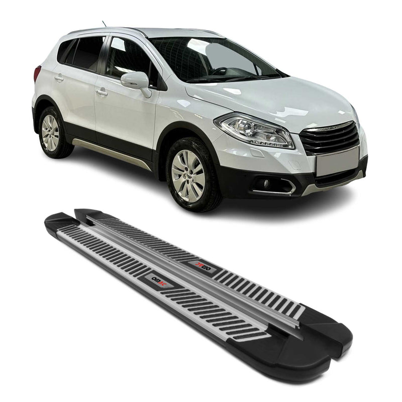 Trittbretter Seitenbretter Schweller für Suzuki S-Cross 2013-2017 Alu Schwarz