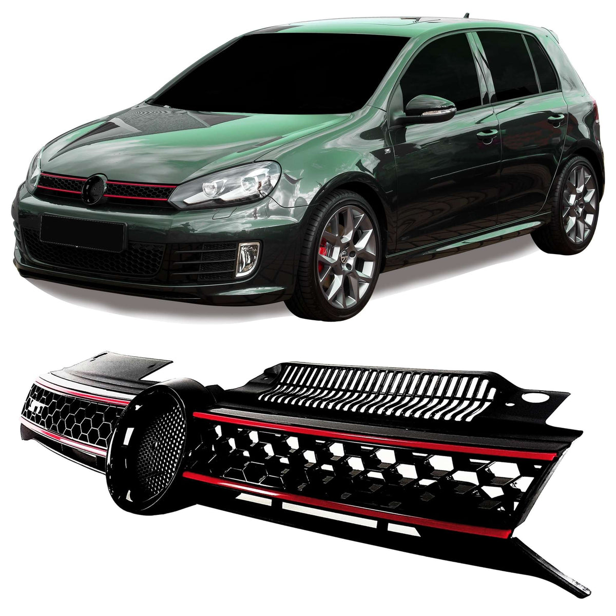 JOM Kühlergrill Kühlergitter für VW Golf 6 GTi 2008-2012 Wabengitter mit ABE ABS
