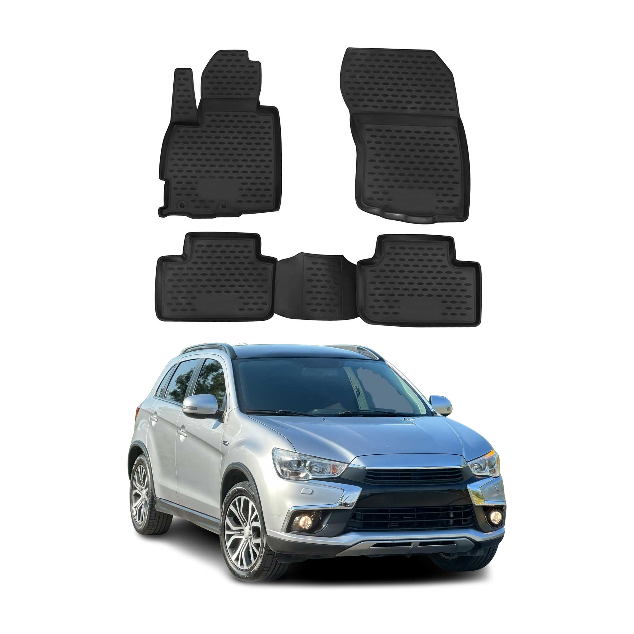 OMAC Gummimatten Fußmatten für Mitsubishi ASX 2010-2023 TPE Automatte Schwarz 4x