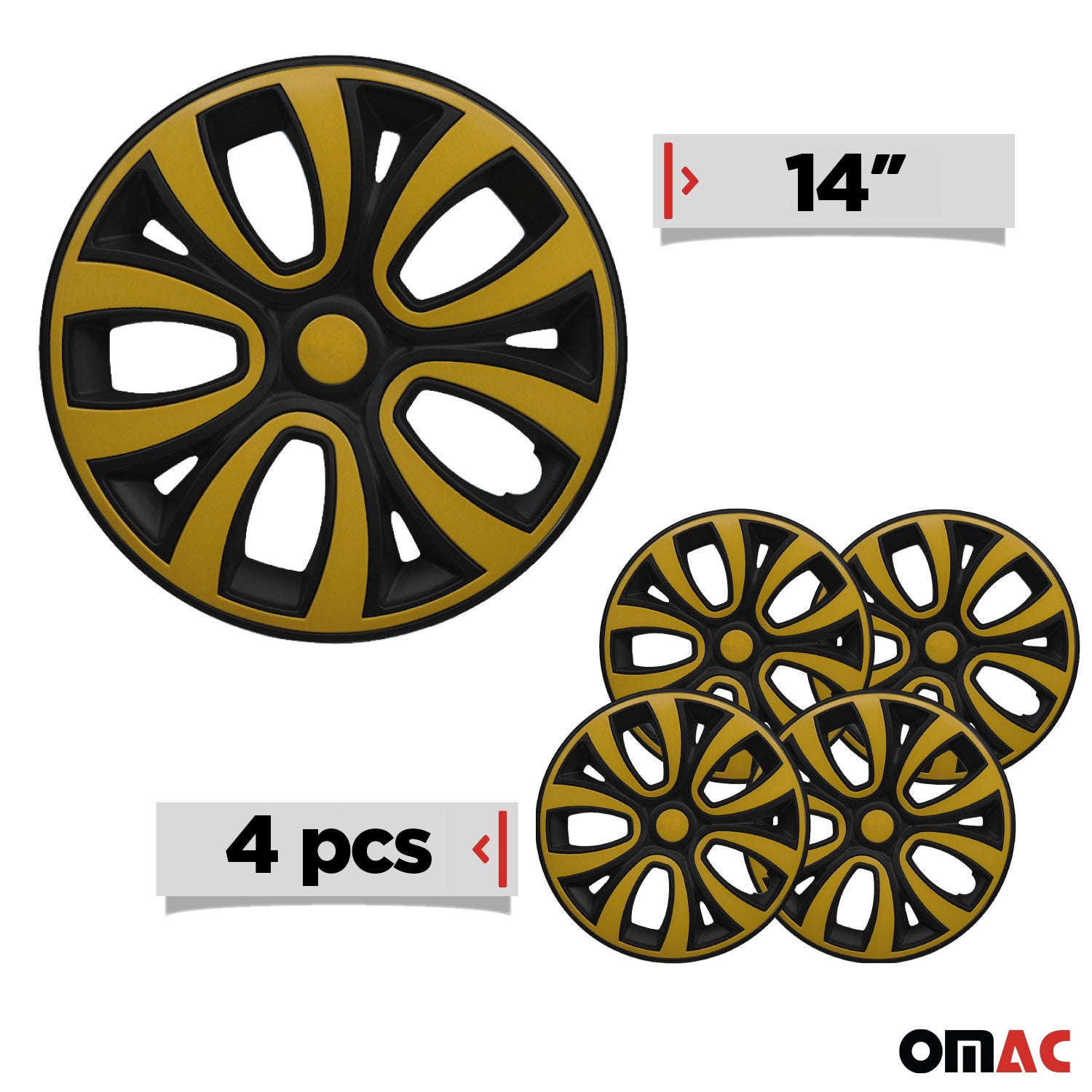 4x Radblenden Radzierblenden Radkappen für 14" Zoll Stahlfelgen Gelb Schwarz