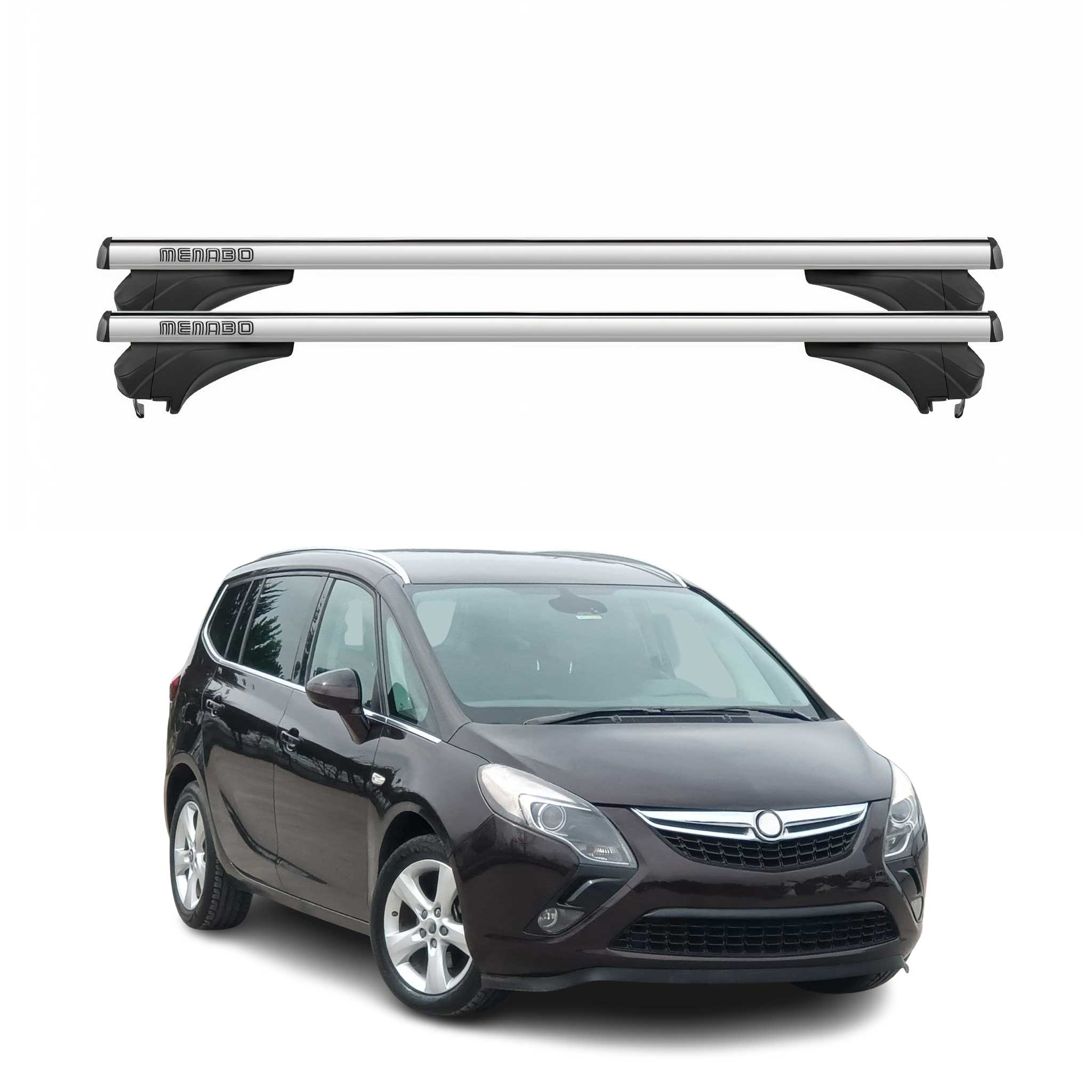 Menabo Dachträger Grundtäger für Opel Zafira C Tourer 2011-2019 Alu Silber 2 tlg