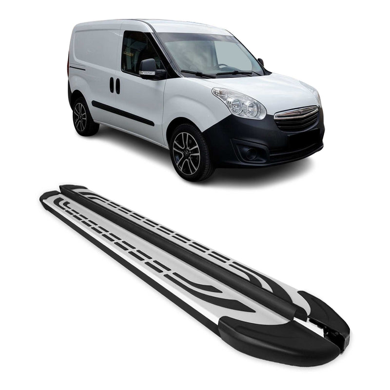 Trittbretter Seitenbretter für Opel Combo 2012-2019 L1 Kurzer Alu Schwarz-Silber