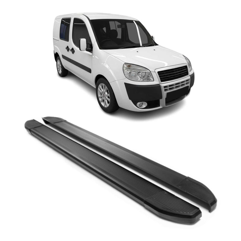 Alu Seitenschweller Trittbretter für Fiat Doblo L1 Kurzer 2000-2010 Schwarz 2tlg