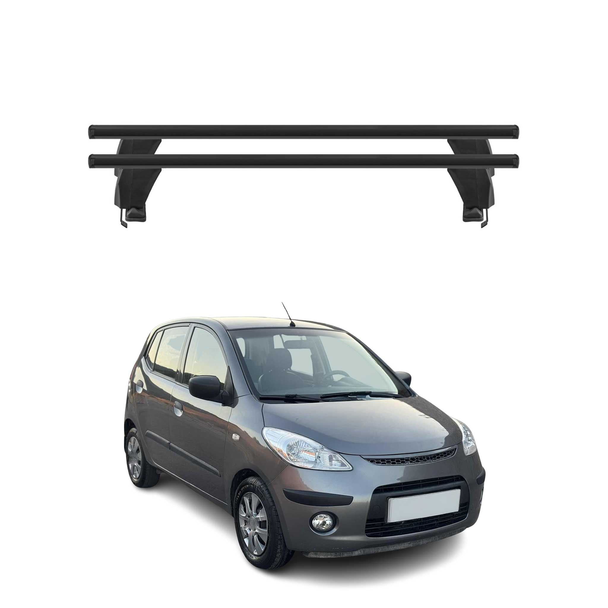 Menabo Dachträger Grundtäger für Hyundai i10 2007-2013 50kg Alu Schwarz 2 tlg