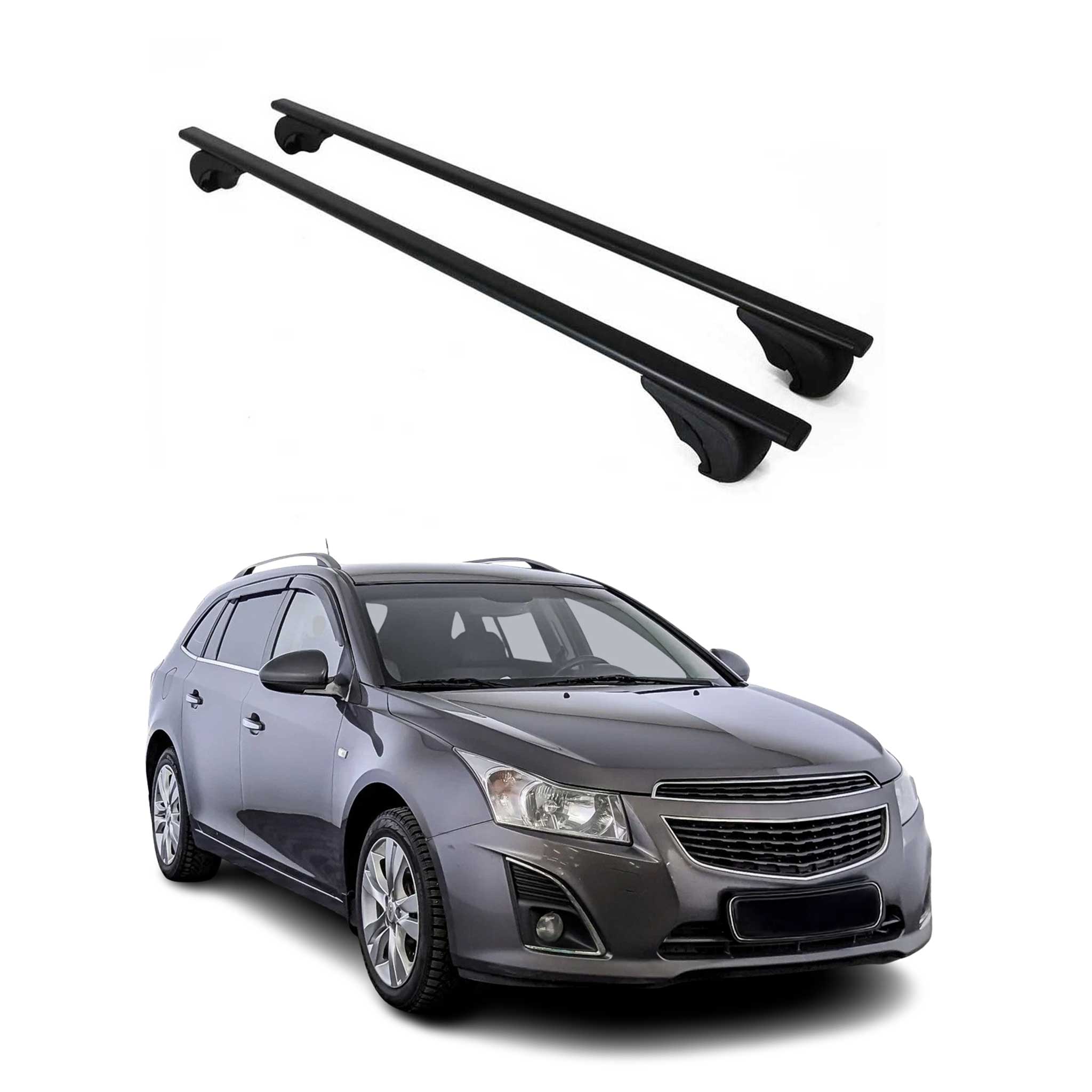 Dachträger Grundtäger für Chevrolet Cruze Kombi 2008-2016 75kg Metall Schwarz 2x