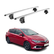 Alu Dachträger für Toyota Auris II 2012-2018 TÜV T-Nut Abschließbar 2tlg Silber