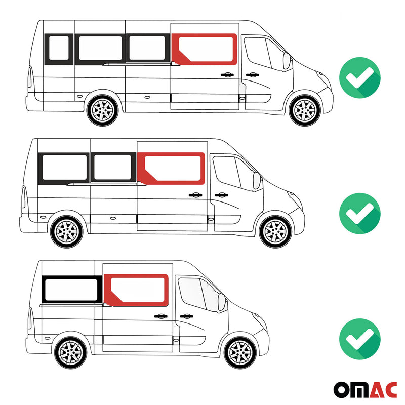 Seitenfenster Auto für Renault Master 2010-2024 Schiebetür Rechts L2 L3 L4 H2