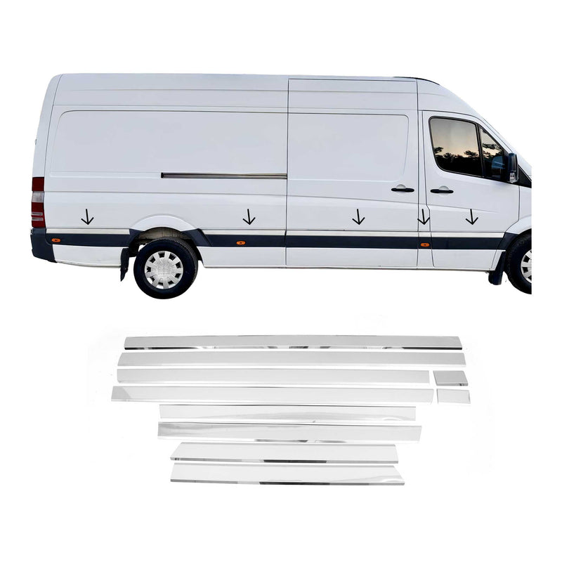 Seitentürleiste Türschutz für VW Crafter 2006-2017 L4 Langer Chrom 10x