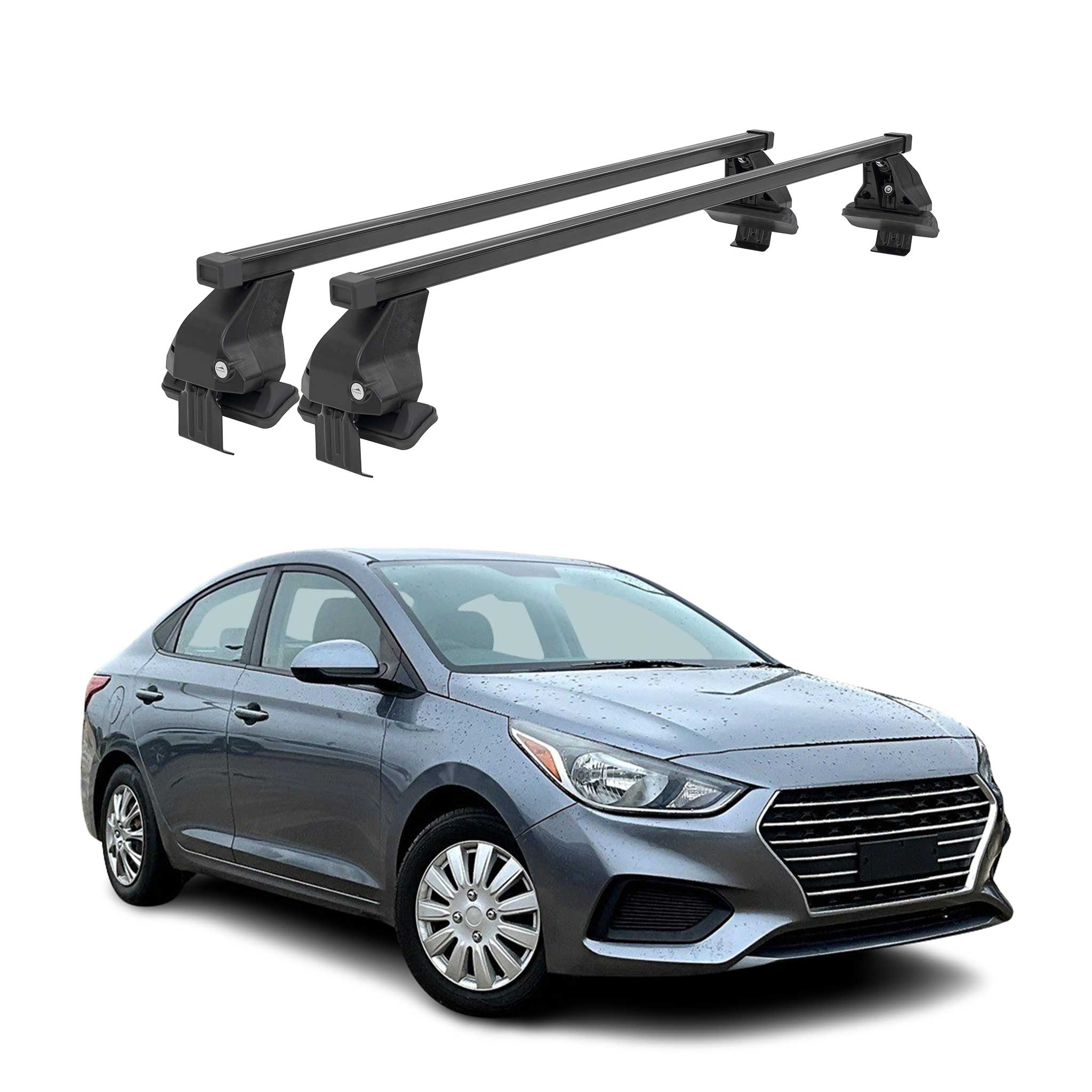 Menabo Dachträger Grundtäger für Hyundai Accent Limo 2017-2023 50kg Schwarz 2x