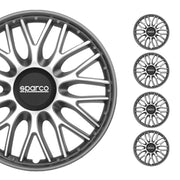Radkappen Radzierblenden Sparco Roma 16" Zoll Auto Abdeckung Set Silber Grau 4x