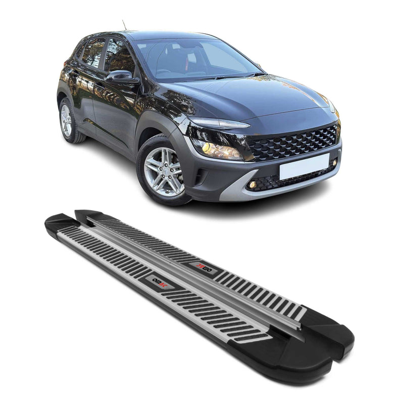 Trittbretter Seitenbretter Seitenschweller für Hyundai Kona 2018-21 Alu Schwarz