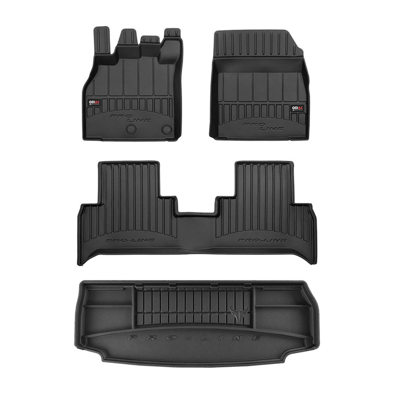 OMAC Fußmatten & Kofferraumwanne Set für Renault Scenic 2009-2016 3.Reihe Gummi