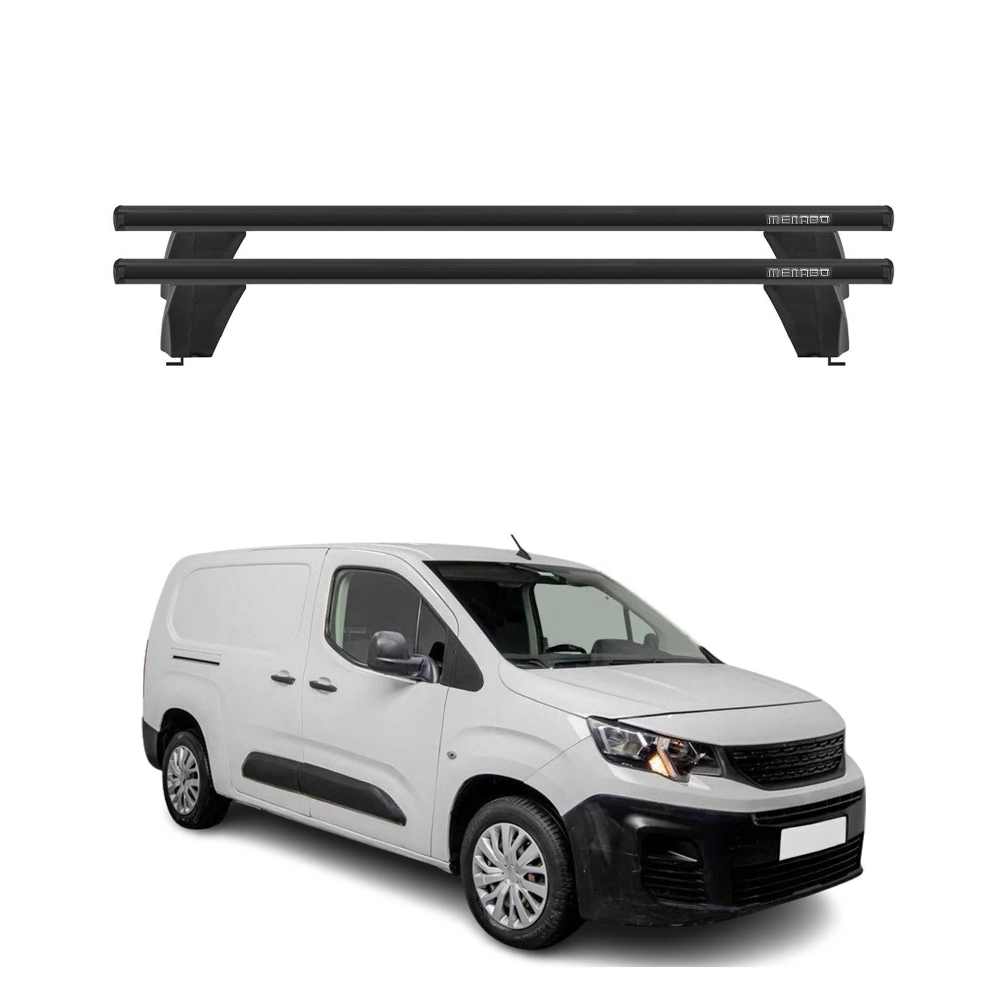 Menabo Dachträger Grundtäger für Peugeot Partner mk3 2018-2026 75kg Alu Schwarz