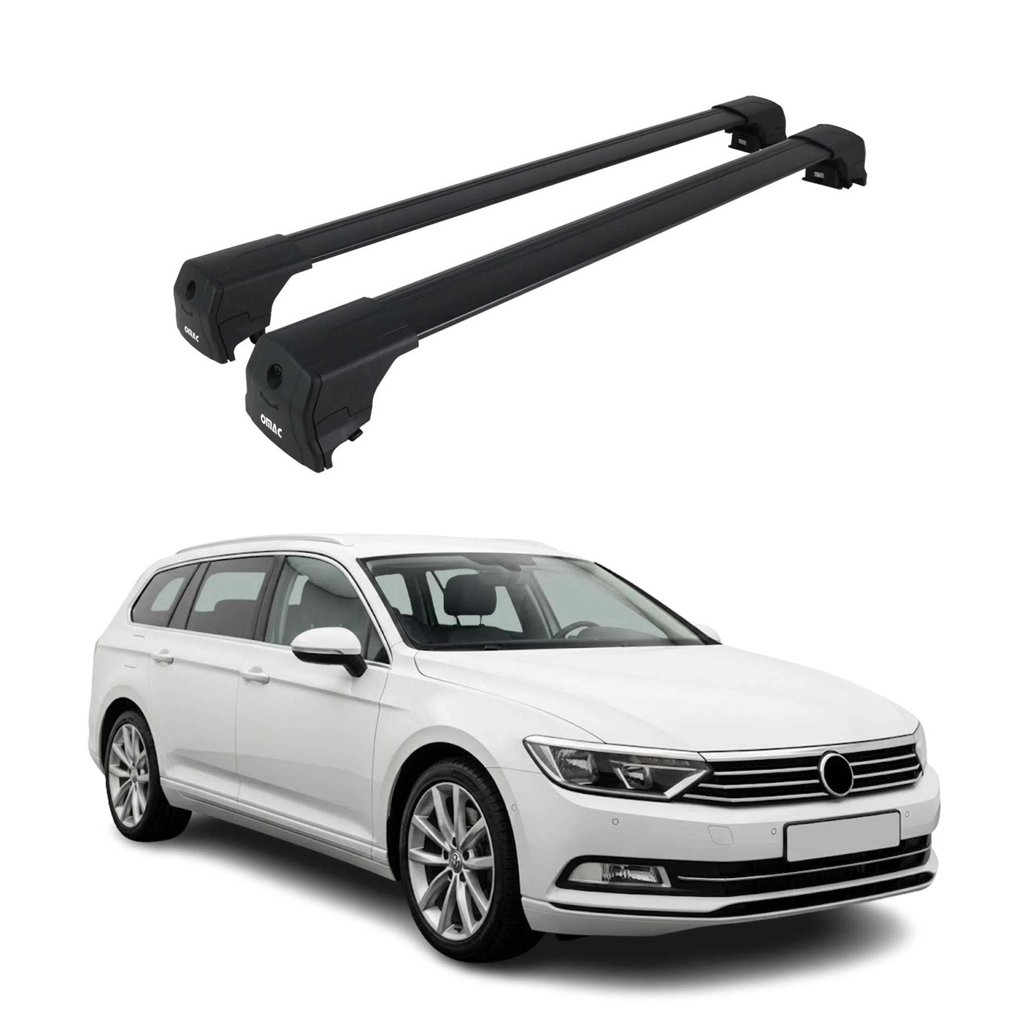Dachträger Grundtäger für VW Passat B8 Variant 2014-2023 75kg Alu Schwarz 2x