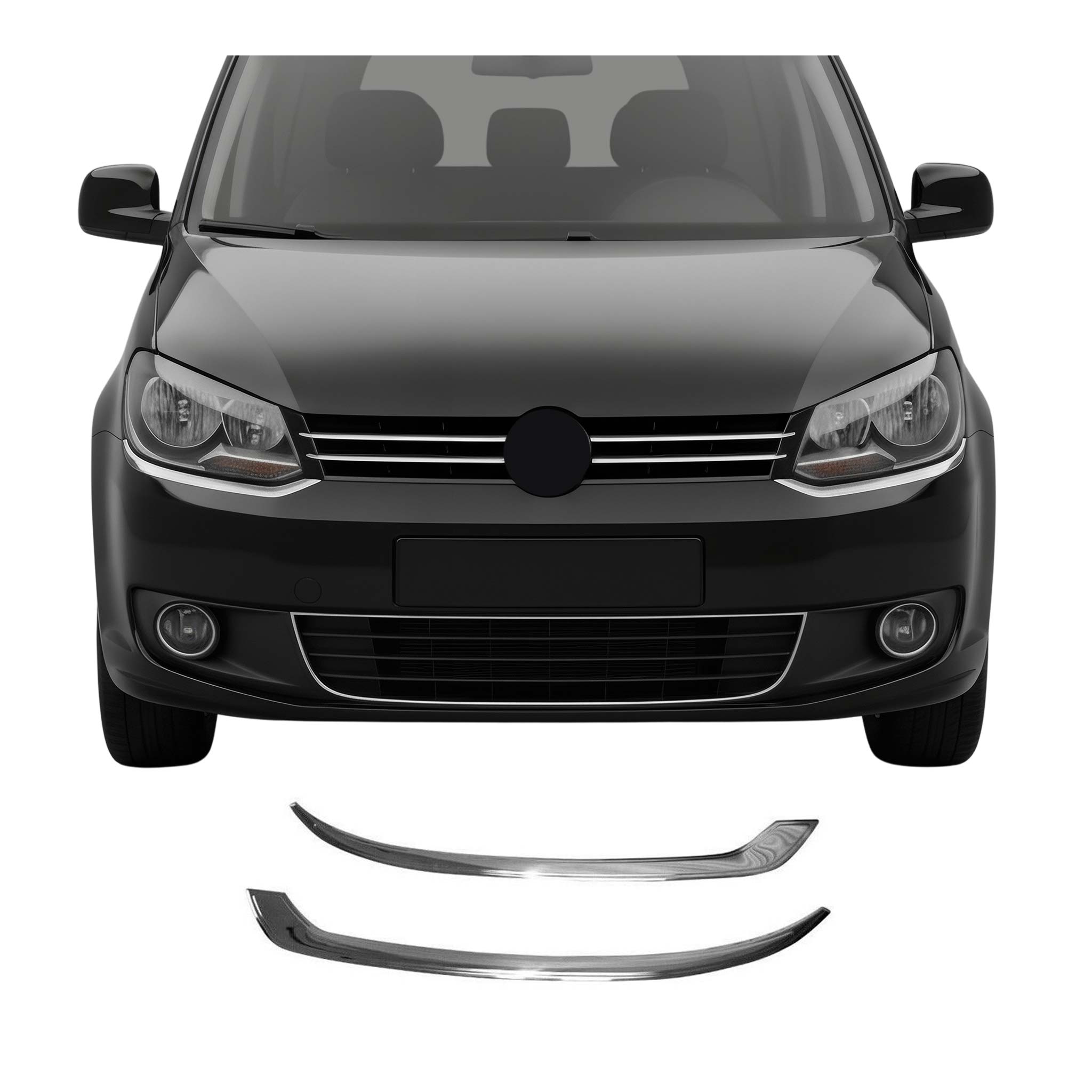 Scheinwerfer Leisten Böser Blick für VW Caddy 2010-2015 Edelstahl Chrom 2tlg