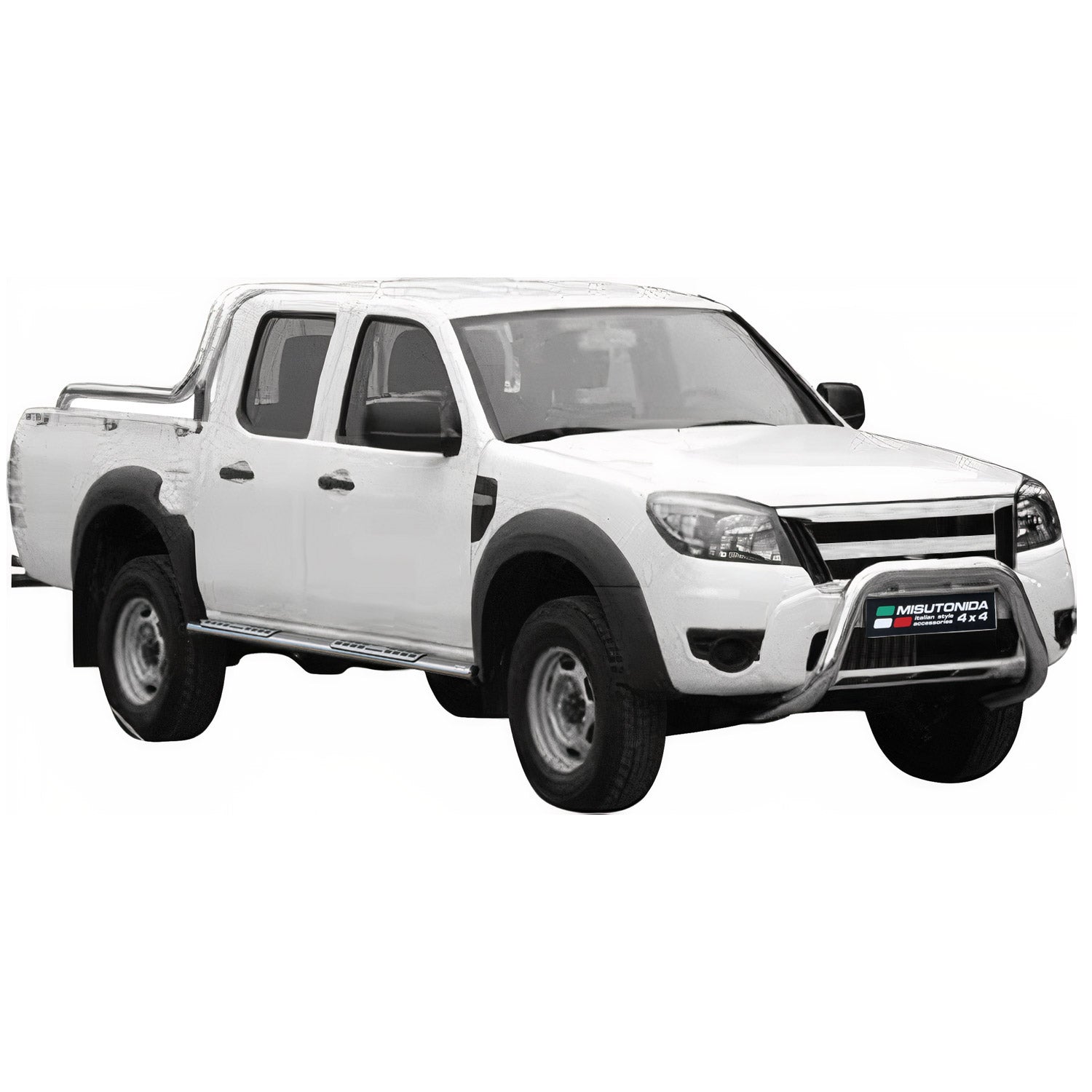 Stahl Seitenschweller Schwellerrohre für Ford Ranger Double Cab 2009-2011 Grau