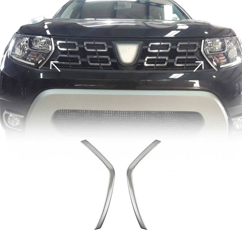 Kühlergrill Leisten Grillleisten für Dacia Duster 2018-2021 Edelstahl Silber 2x