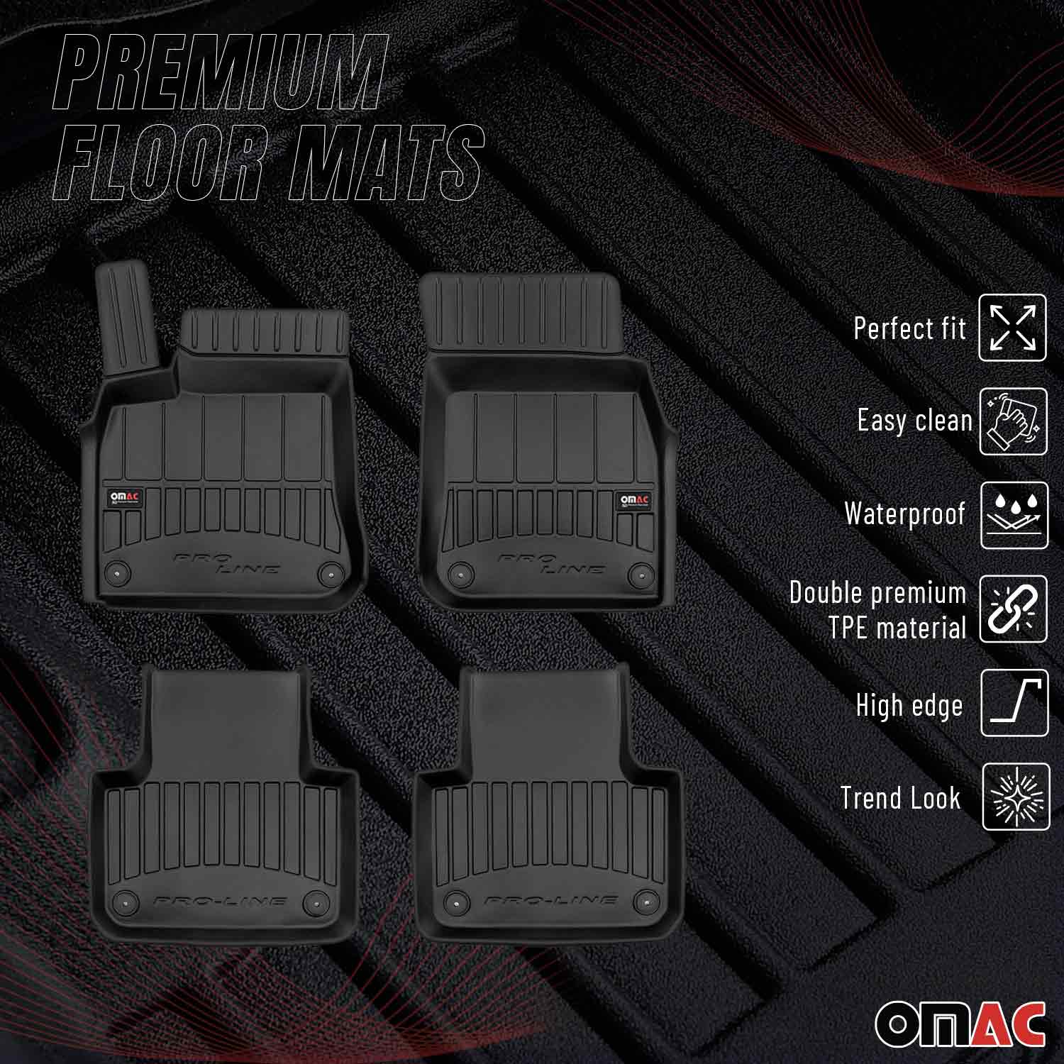 OMAC Gummi Fußmatten für VW Touareg 2017-2024 Premium TPE Automatten Schwarz 4x