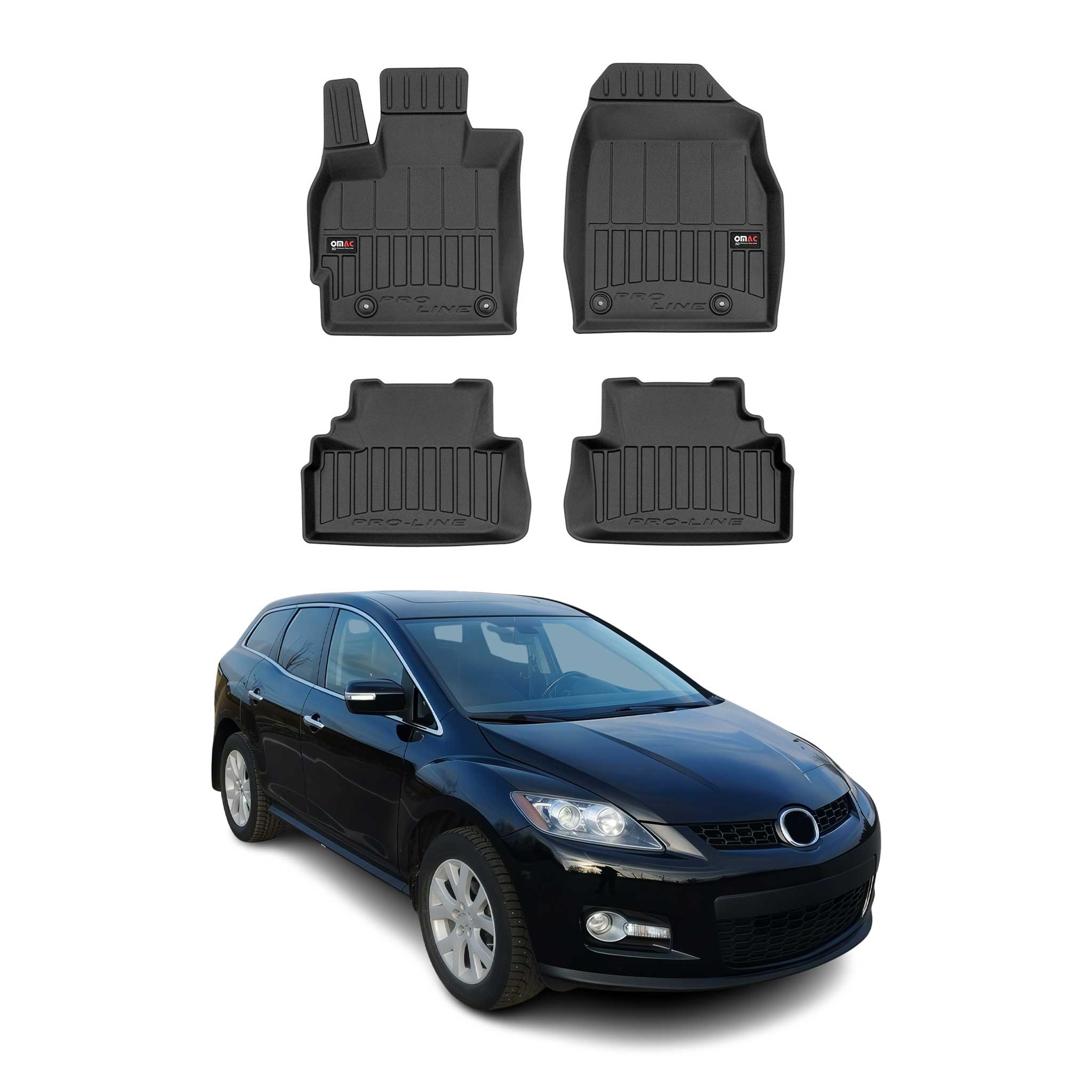 OMAC Gummi Fußmatten für Mazda CX-7 2006-2012 AWD FWD Premium Gummi Schwarz 4tlg